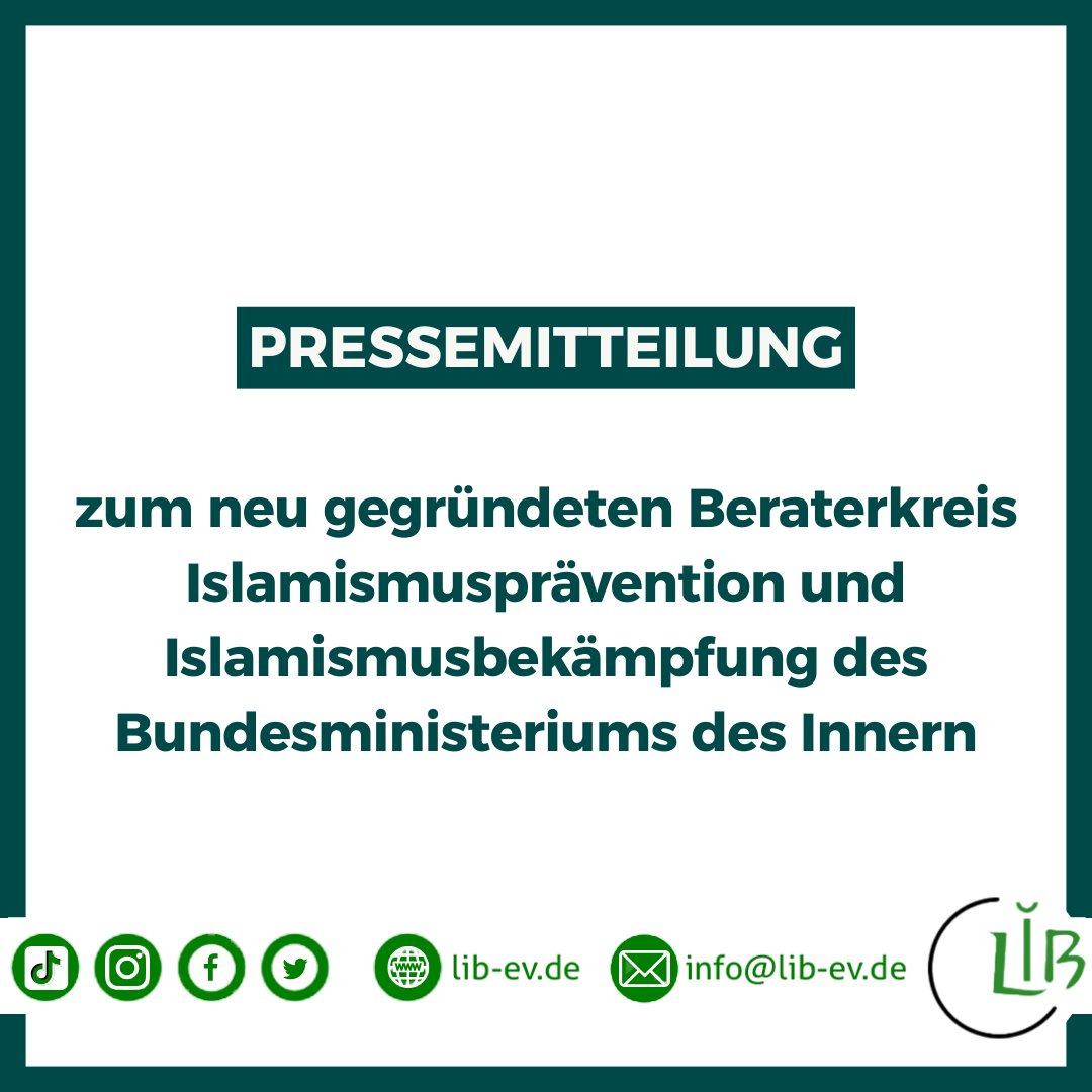 Pressemitteilung zum neu gegründeten Beraterkreis Islamismusprävention und Islamismusbekämpfung des Bundesministeriums des Innern

➡️ lib-ev.de/pressemitteilu…

#Beraterkreis #Islamismus #Islamismusprävention #Islamismusbekämpfung #Demokratie #Rechtsstaat #Bundesinnenministerium