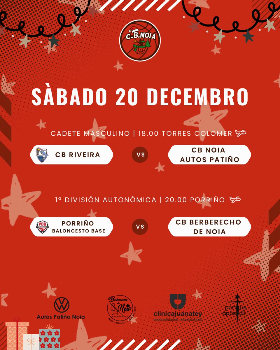 CBNoia's tweet photo. 📅🏀 PARTIDOS DA XORNADA 

Chega o peche do ano… e non paramos 💪
Aquí tes os horarios dos últimos partidos 💙💛 https://t.co/q2JwdxlyHB