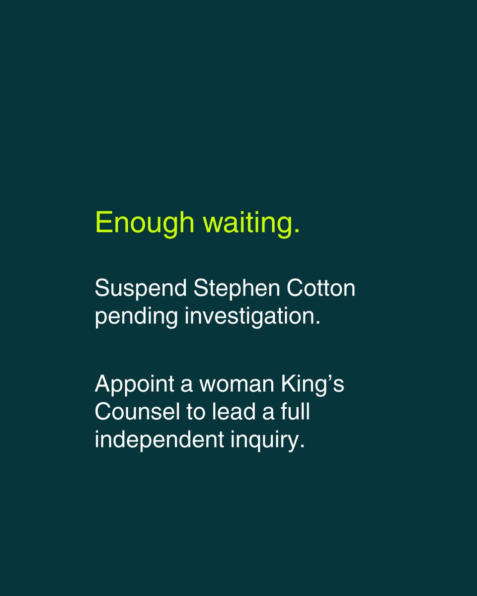 ITFWomenC190's tweet photo. An independent investigation led by a woman King’s Counsel is the minimum standard of justice and must be actioned now. 

The longer this delay continues, the greater the damage to the ITF’s credibility, governance and standing as a Global Union Federation. https://t.co/eat80BJqJH