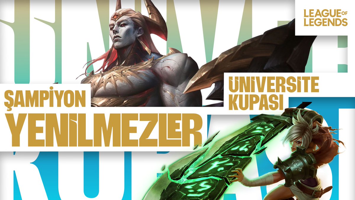 LoLTurkiye's tweet photo. Üniversite Kupası şampiyonu Yenilmezler! 🏆
Mücadelelerini zaferle taçlandıran şampiyon takımı ve tüm katılımcıları kutluyoruz. 👊 https://t.co/VQN9B5xatJ