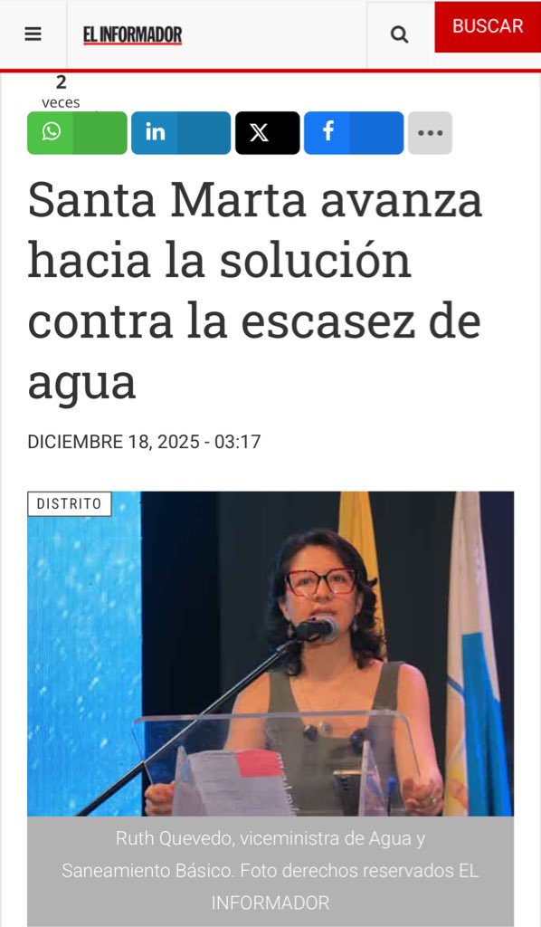 💧En Santa Marta trabajamos de manera armónica con la <a href="/SantaMartaDTCH/">Alcaldía de Santa Marta</a>, el <a href="/DNP_Colombia/">dnp_colombia</a> y <a href="/Superservicios/">Superservicios</a> para consolidar la ruta de seguimiento y acompañamiento técnico frente al Plan Maestro de Acueducto y Alcantarillado y las plantas desalinizadoras. Un compromiso del