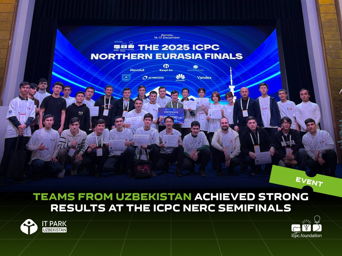 Student teams from Uzbekistan delivered strong performances at the ICPC NERC (North Eurasian Regional Contest) — one of the most prestigious and competitive stages of the International Collegiate Programming Contest. The competition brought together around 341 teams from leading