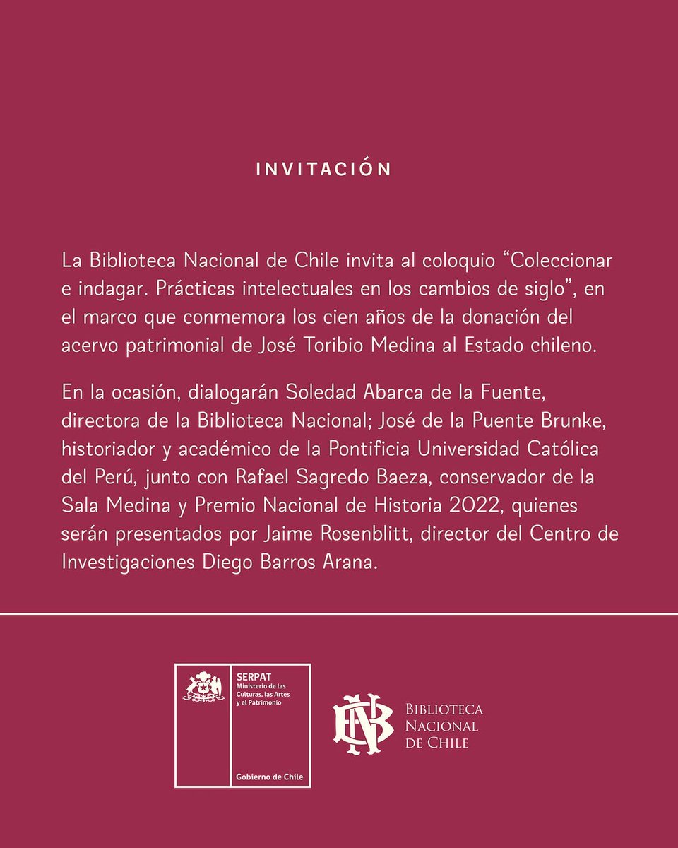 Sigue la transmisión en vivo del coloquio "Coleccionar e indagar. Prácticas Intelectuales en los cambios de siglo", hoy 18 de diciembre desde las 12:00 horas

youtube.com/live/vjzEzUwxw…