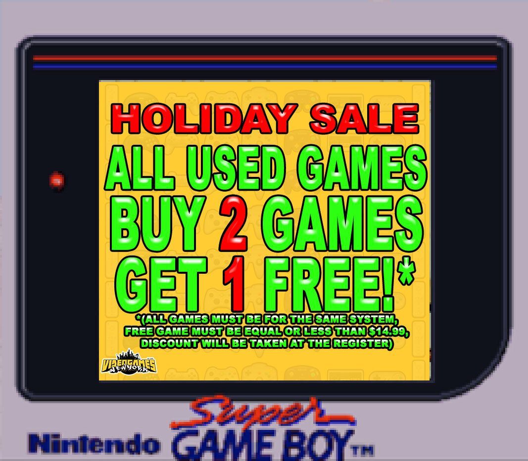 VideoGamesNYC's tweet photo. Bada Bing Bada BOOM, WE GOT LOADS OF USED GAMEBOY GAMES IN OUR ROOM! And they are all BUY 2 GET 1 FREE*!!
#GameBoyOriginal, #GameBoyPocket, #GameBoyColor, and even #GameBoyAdvance games are all on sale! #HolidaySale #Nintendo #RetroGames #MoreInStore
*terms & exclusions apply https://t.co/83B4qZcPer