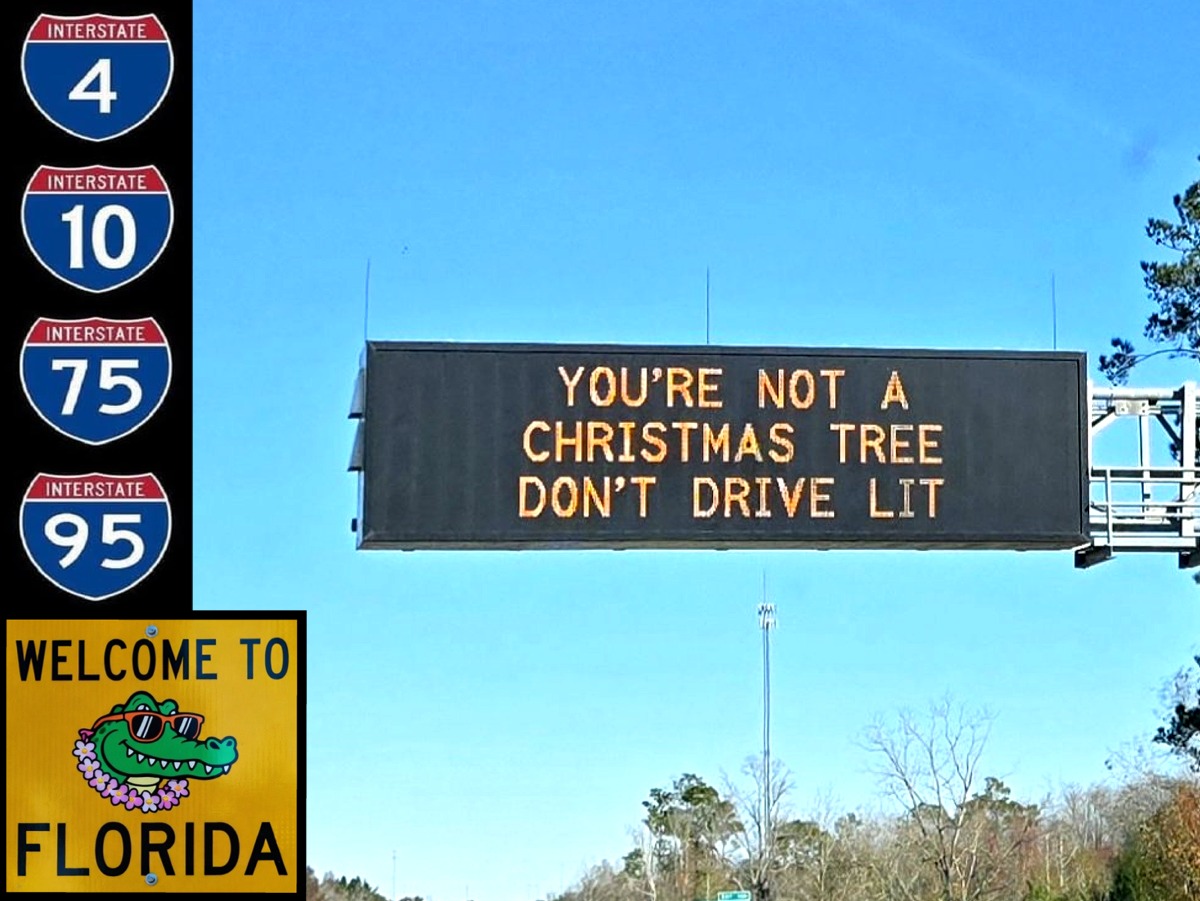 tropicalupdate's tweet image. Spotted on Florida Interstates this week. FDOT for the win. Good advice for sure!
