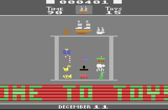 atari's tweet image. The elves are on vacation and you're stuck in the factory fixing their mistakes!

Paint toys as they come through the conveyor belt in Toyshop Trouble, a collaborative homebrew title from multiple artists and authors.

atariage.pulse.ly/k4d5xe7kqq