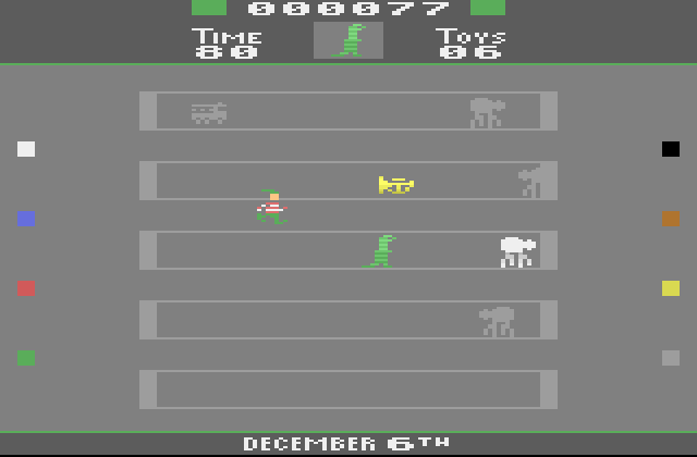 atari's tweet image. The elves are on vacation and you're stuck in the factory fixing their mistakes!

Paint toys as they come through the conveyor belt in Toyshop Trouble, a collaborative homebrew title from multiple artists and authors.

atariage.pulse.ly/k4d5xe7kqq