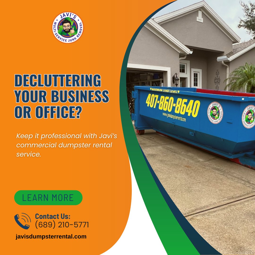 javisdumpsters's tweet image. Decluttering your business or office? 

Keep it professional with Javi’s commercial dumpster rental service.    

Reliable, efficient, and budget-friendly.

Visit: 

     javisdumpsterrental.com

#CommercialCleanup #DumpsterRentalOrlando