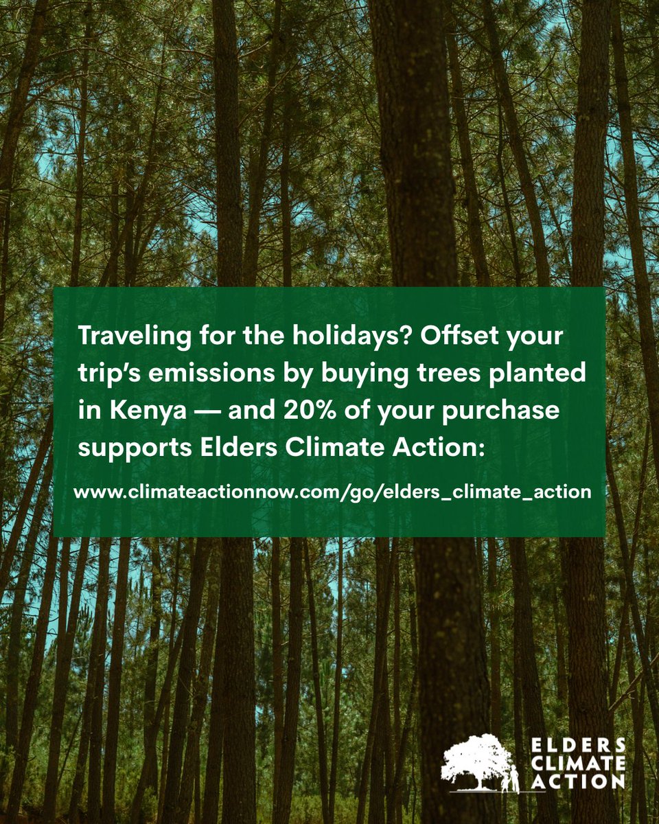eldersclimate's tweet photo. If you’re traveling this holiday season you can still take responsibility for your emissions through the Trees for Travel program. Buy trees to offset your trip, support forest restoration in Kenya, and help fuel ECA’s work at the same time. Learn more: https://t.co/EucM3o3l1v https://t.co/PkZ2ble36w