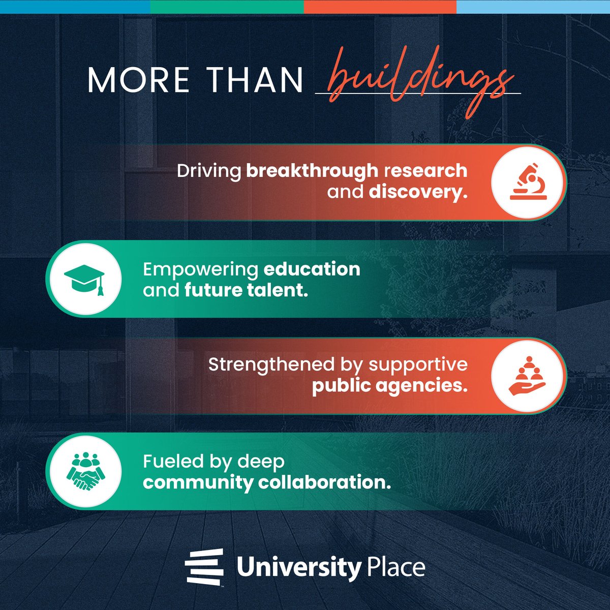 🌐 More than buildings — we’re an ecosystem uniting researchers, educators, agencies &amp; leaders under a mission of impact. 🤝🌍

#UniversityPlace #InnovationEcosystem #PurposeDriven #Collaboration #PhillyCommunity