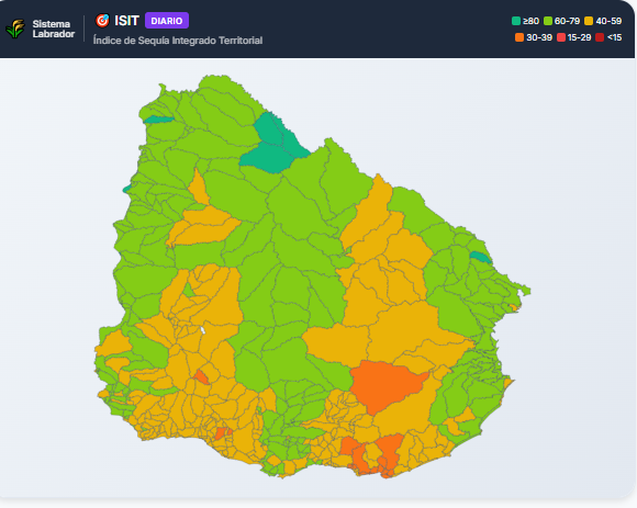 portalmeteo's tweet image. #Uruguay #agricultura #ganadería #lecheria #granja Monitoreo de #sequias por subcuenca hidrográfica #IndiceSequiaIntegradoTerritorial  #ISIT  #Jueves18 #Diciembre2025  @NASA @NASAEarth  @NASA_es