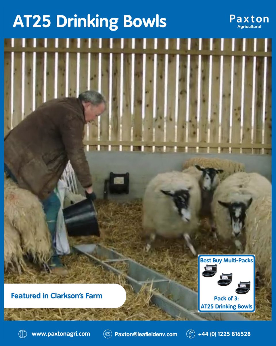 Pack of 3 AT25 Drinking Bowls!
6.8L capacity, compact design &amp; built-in mounts for easy wall fixing. Ideal for single animal use in loose boxes or stables.

Find out more 👇
paxtonagri.com/product/3packa…

#livestock #agriculture #drinkingbowl #ukmade
