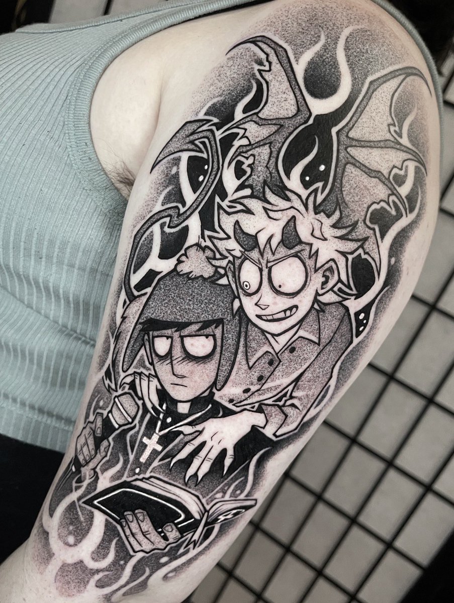 👹⛪️ IMPASTOR tattoo for the lovely <a href="/lyleeloop/">Lydia 👽🛸 only here to post about south park</a> 🖤 #spcreek everyone come to me for creek tats plz