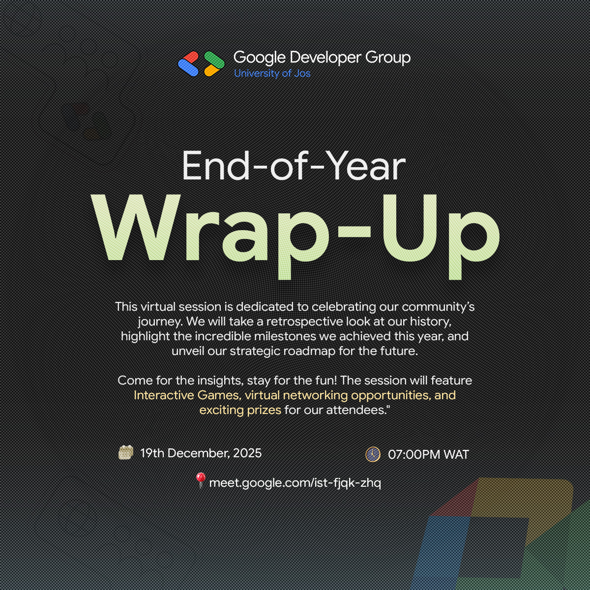 kayveengee's tweet photo. 🚀 GDG on Campus Unijos: 2025 Wrap-Up!
What a journey it’s been at the University of Jos! 🦁 From code to community, we’ve hit incredible milestones this year.

It’s time to celebrate, reflect, and unveil our roadmap for the future. 🗺️ https://t.co/1bTg1GFKpK