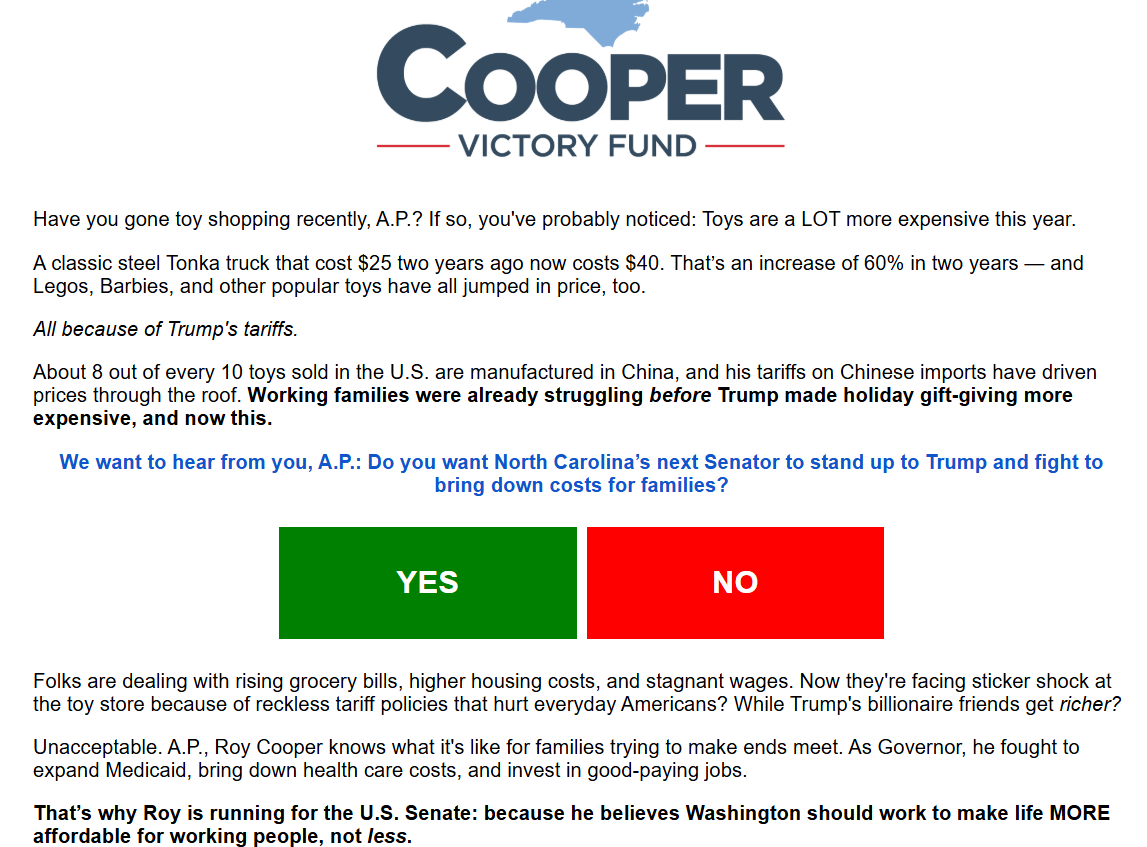 APDillon_'s tweet photo. I did not have Roy Cooper defending Chinese imports on my bingo card for this year. #ncsen https://t.co/S1A9O6upz4
