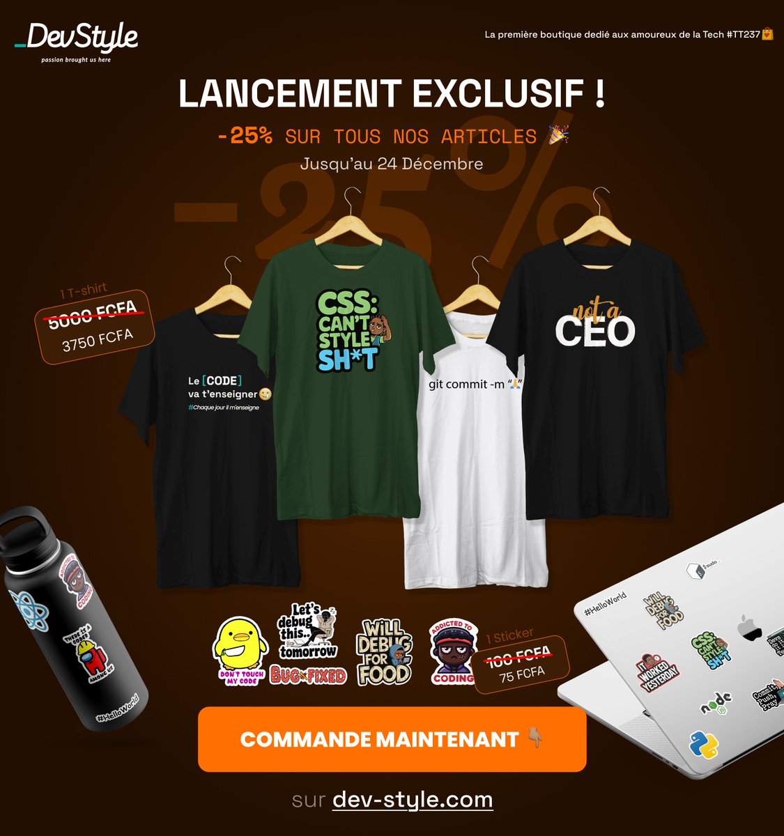 🏷️ Special Launch : -25%🛍️
Venez me tromper😗 👉🏽dev-style.com

#caparledev
