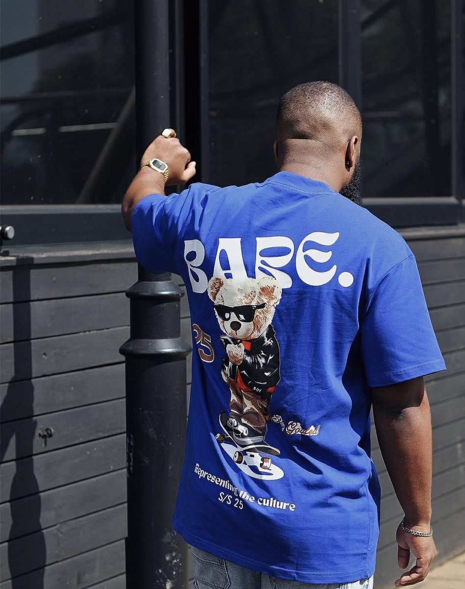 goated_bare's tweet photo. It’s gifting season make sure you Shop the Bear skater blue T-shirt . 

Please BARE  with us it’s a fashion statement 🤫

https://t.co/deznygR98v https://t.co/BjvAijiffQ