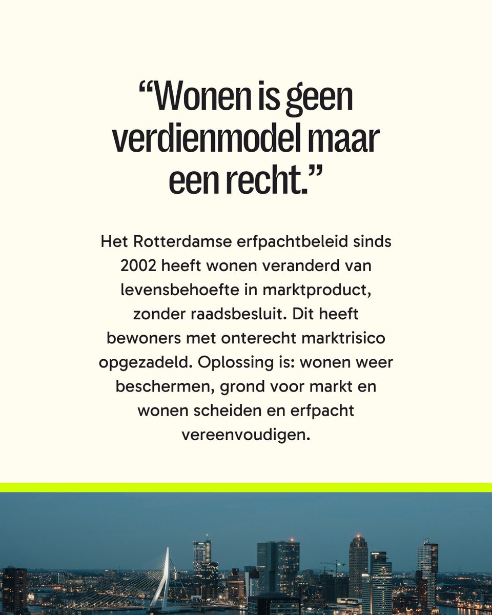 JOU, Lijst Verkoelen  laat zien hoe erfpacht in Rotterdam is veranderd van bescherming naar verdienmodel, met grote gevolgen voor bewoners. Tijd om wonen weer als levensbehoefte te behandelen en marktrisico’s niet langer af te wentelen op mensen. #Erfpacht #Wonen #Rotterdam