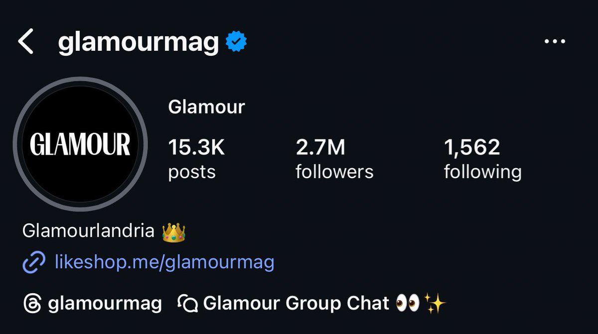 Httpcarlin's tweet image. Glamour changed their bio!!!