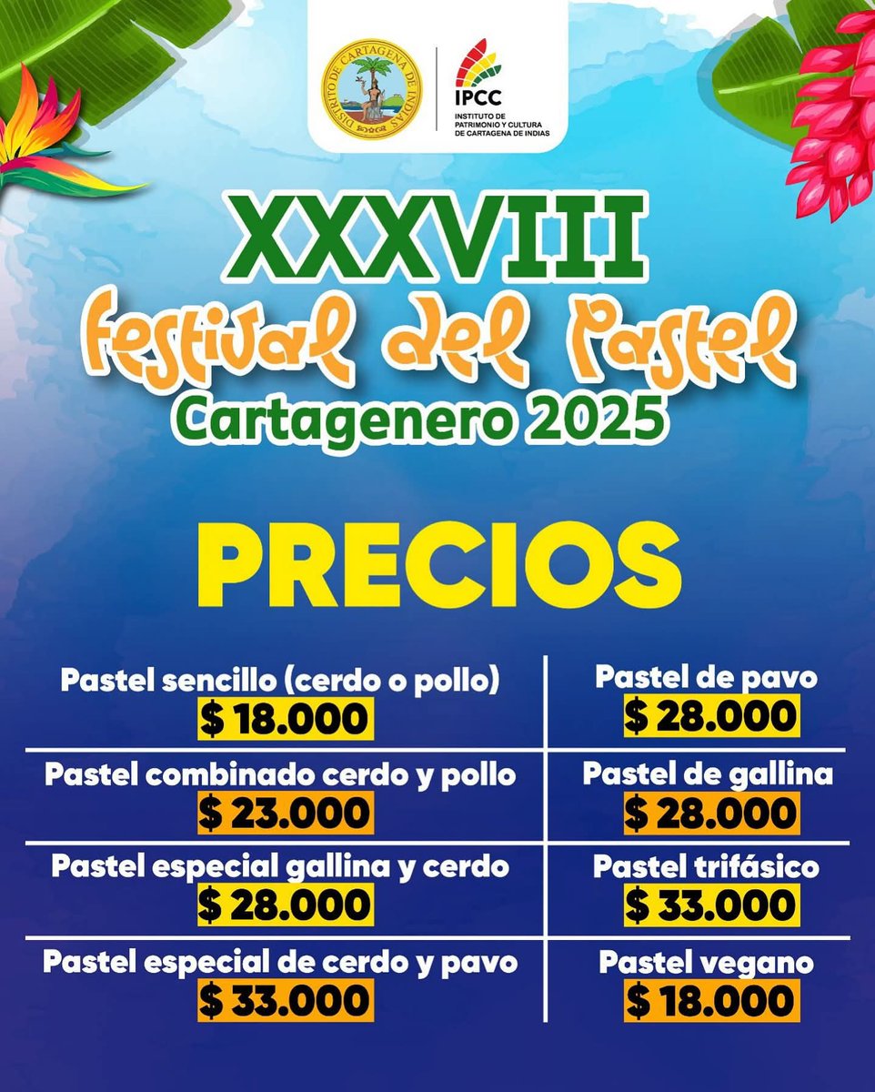 Festival del Pastel cartagenero 2025. Abrimos a las 10:00 a.m. todos los días hasta el 26 de diciembre. Organiza <a href="/Ipcc_Cartagena/">IPCC Cartagena</a>

Lléguense y me cuentan de qué mesa es el pastel que les gustó. 

📍Plazoleta de la India Catalina - Centro. 

#CartagenaBrillaEnNavidad