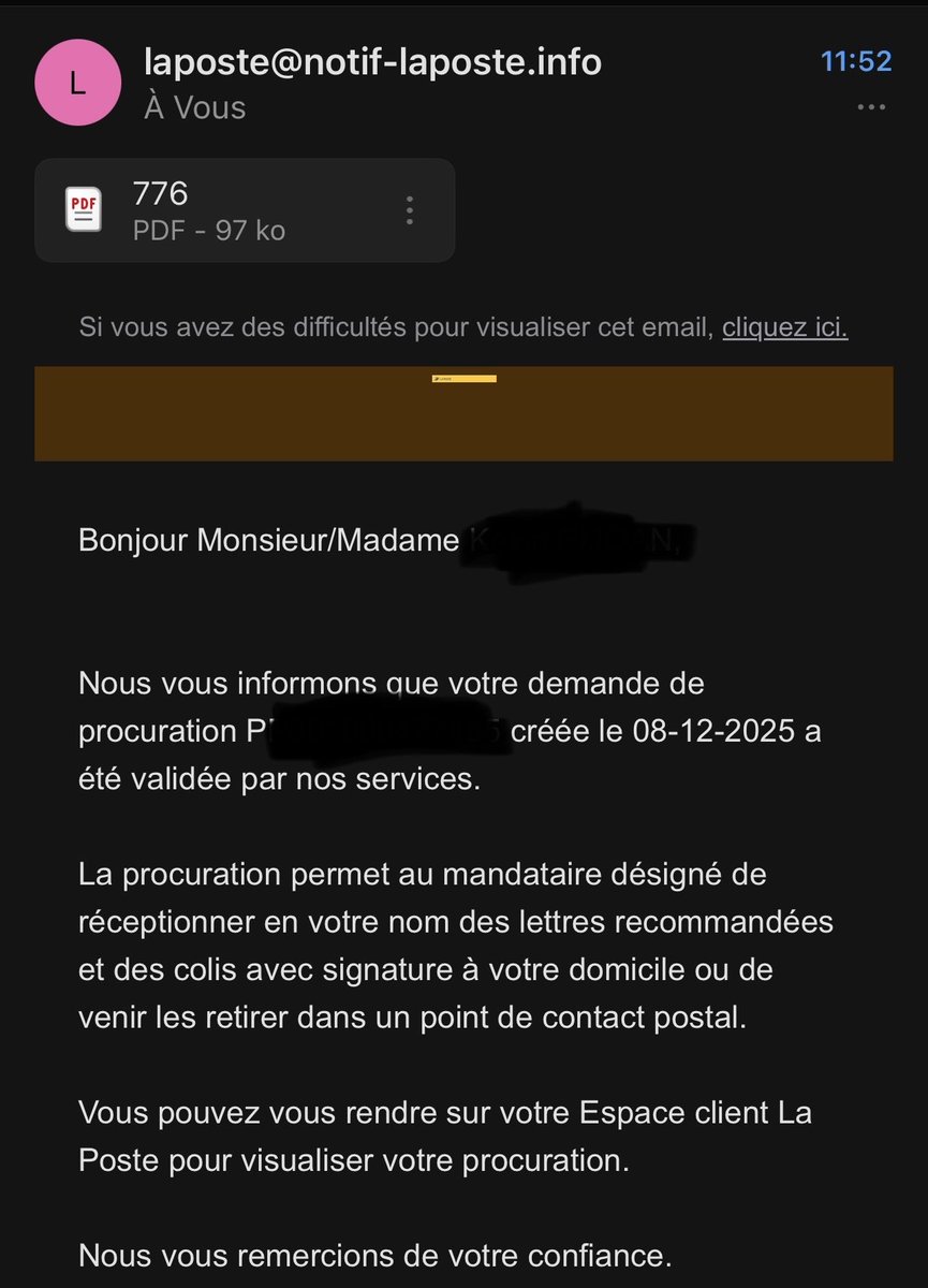 Ça va <a href="/GroupeLaPoste/">La Poste Groupe</a> on dérange pas ? 10 jours pour accepter une procuration contre 3 mentionné sur votre site. Mon colis a déjà eu le temps de repartir de chez vous et de revenir chez moi