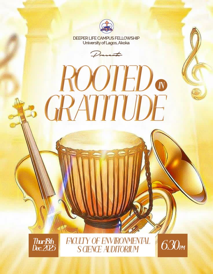 Dlcfunilag's tweet photo. Is that a grateful heart I see? ☺️

“Enter His gates with thanksgiving…” — Psalm 100:4

It’s time to worship and praise. God has been good, and we’re gathering to express heartfelt gratitude together.

🗓️ 18 Dec 2025 | 🕡 6:30PM
📍 Env. Sciences Auditorium, UNILAG https://t.co/cV1BrzF9ap