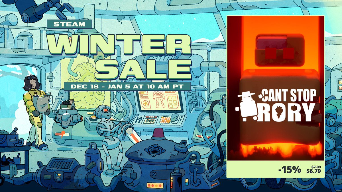 We’re glad to announce that Can’t Stop Rory is joining the #SteamWinterSale with 15% off on Steam!❄️

Cultivate your farm by day and defend it from the Unfed by night who’ll tear down everything if you let them!

It’s available NOW until Jan 5 at 10am PT🧑🏻‍🌾

#cozygames #indiedev