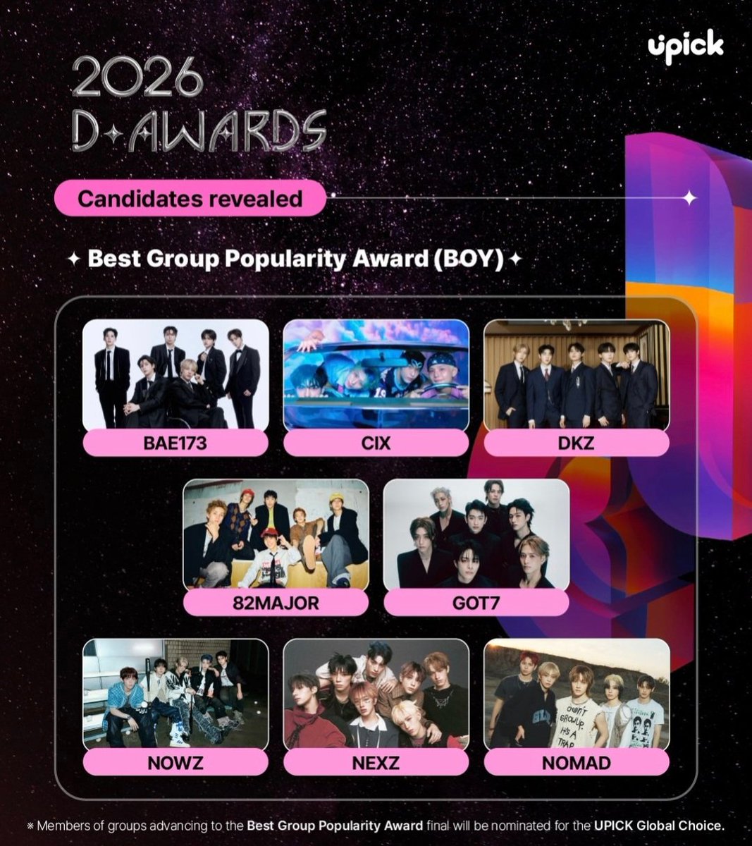 Rita12950338's tweet image. #BAE173 is nominated for 2026 D Awards 🤭 the voting will start on 29th this month let's be prepared you can vote through Upick let's do our best Fighting ❤️‍🔥
#BAE173 #비에이이173 @BAE173_official @BAE173_member