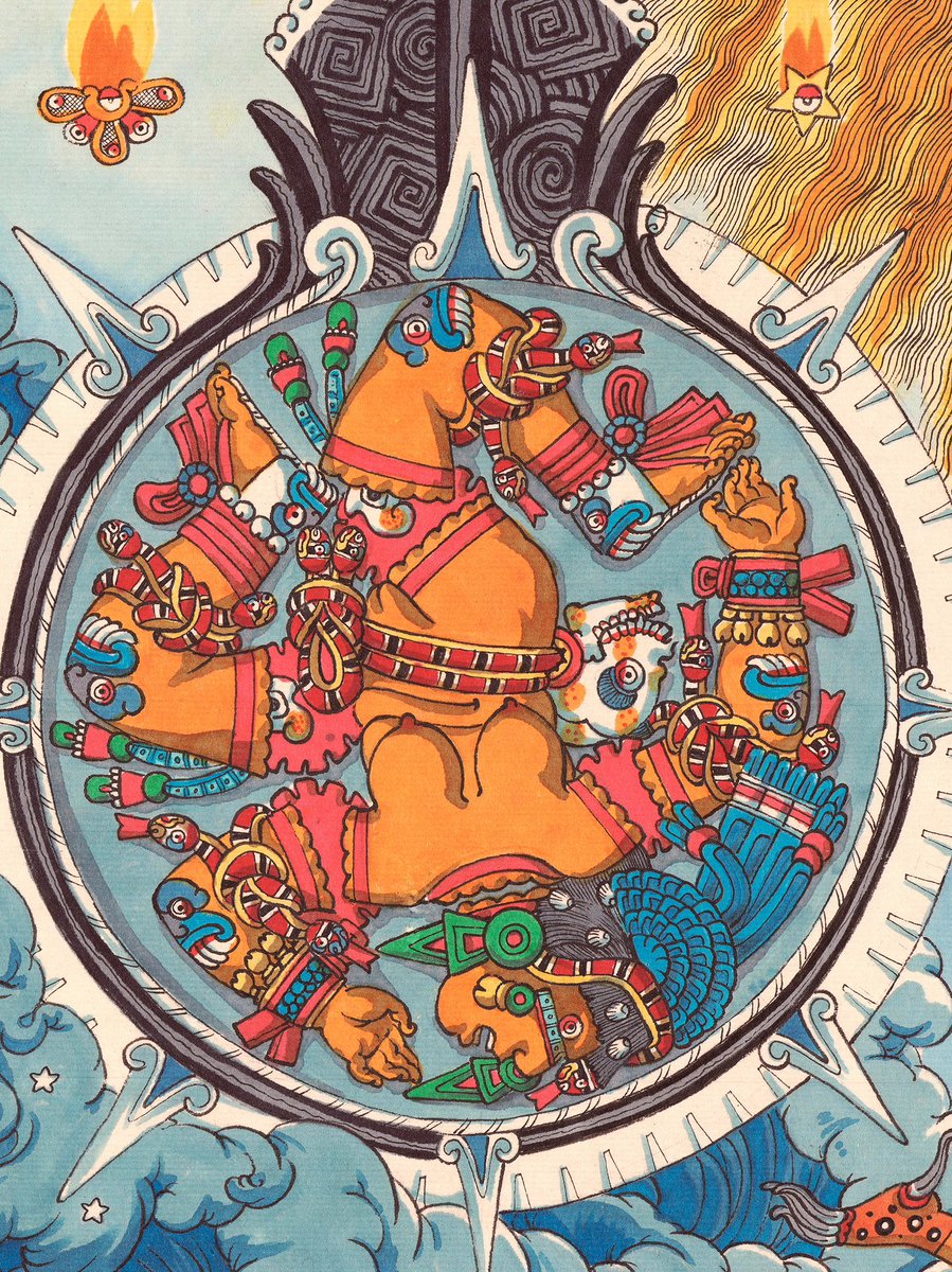 MiCorazonMexica's tweet image. Coyolxauhqui defeated in my painting “the Birth of Huitzilopochtli “ available as a print etsy.com/listing/951125…