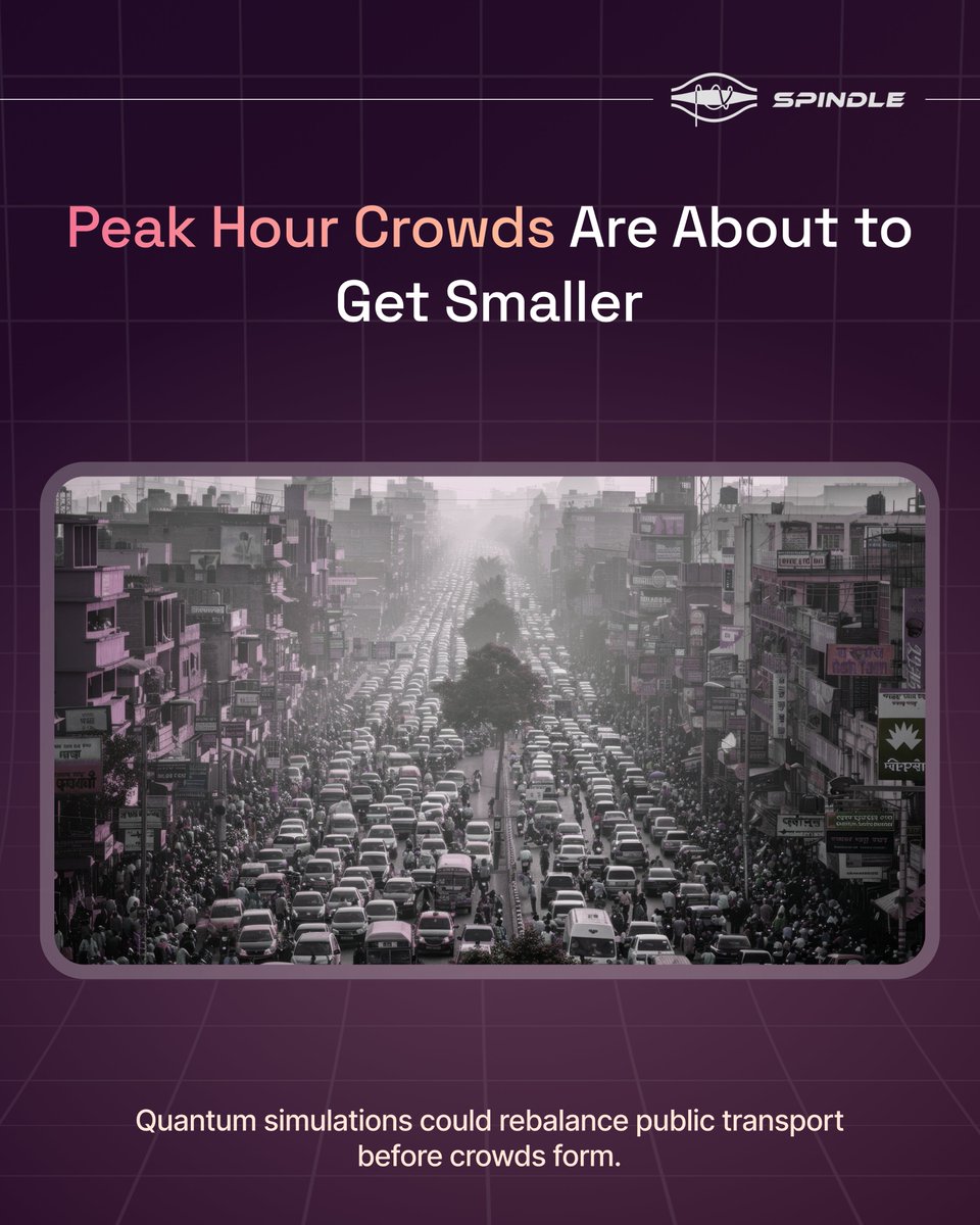 SpindleQuantum's tweet photo. Peak-hour chaos might actually disappear.

Not because people stop travelling but cities learn to distribute us.

Quantum simulations can redesign routes, timings, pricing.

The future would be less crowd. https://t.co/YUlUCXwRo8