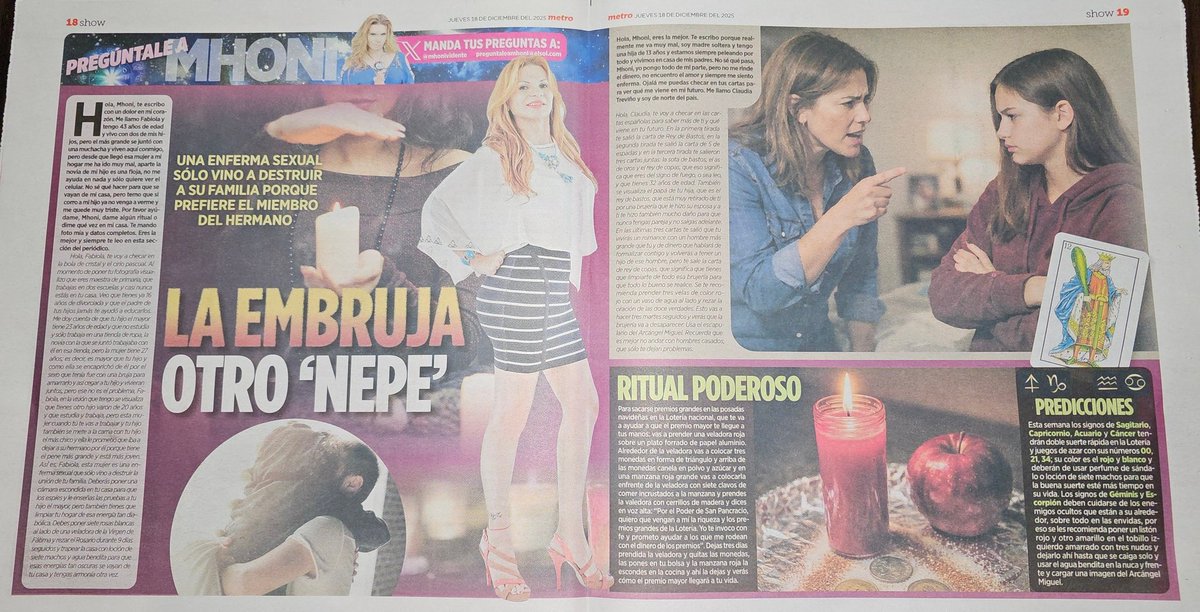mhonividente's tweet photo. Es #jueves amigos de predicciones por su periódico favorito @PeriodicoMETRO @GDLMetro #Mhoni #cdmx #monterrey #guadalajara #18deDiciembre https://t.co/1FvNOJ99do