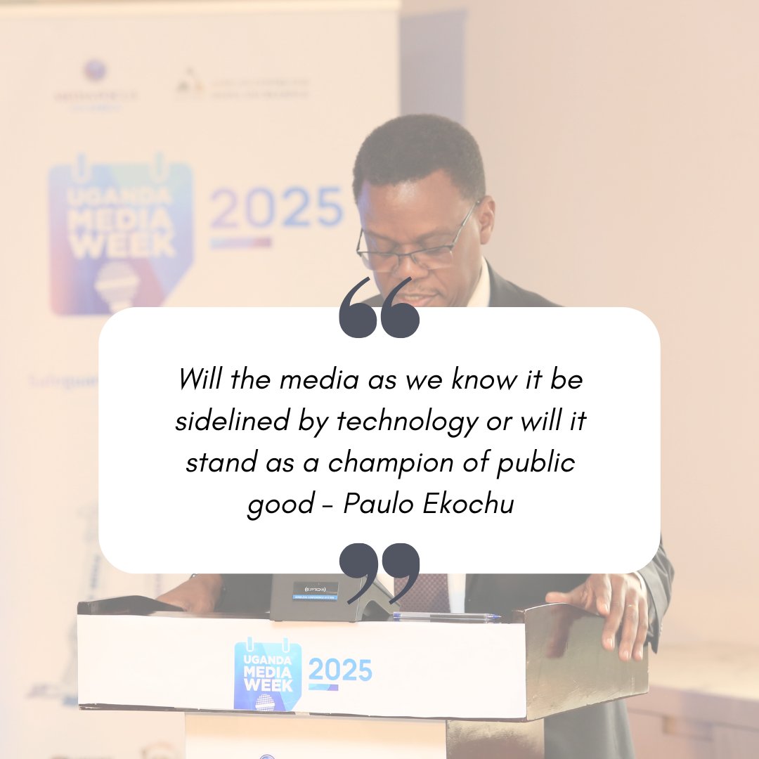 ACME_Africa's tweet image. Will the media as we know it be sidelined by technology, or will it stand as a champion of public good - Paulo Ekochu, Chairperson @MediaCouncilUg #UgMediaWeek2025