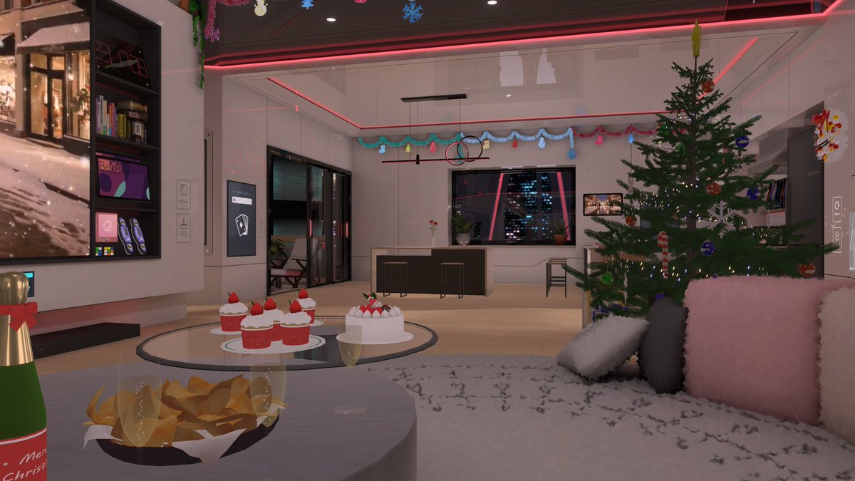 Tiharelf's tweet image. #ちはるーむ 更新しました！
毎年恒例、クリスマス仕様になりました🎄
楽しい冬休みを迎えましょう🥂

#VRChat #VRChat_ワールド紹介