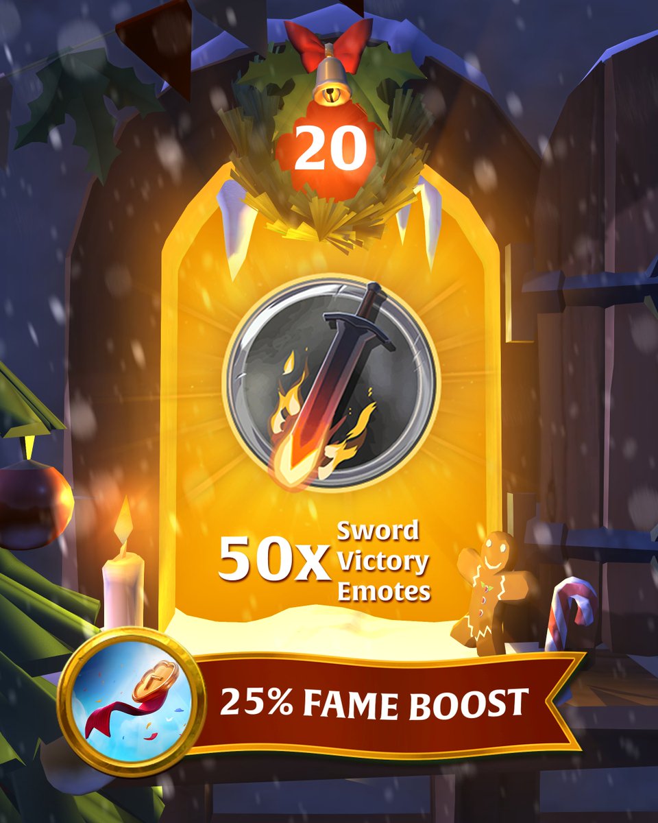 albiononline's tweet image. 🎄Advent Calendar – Day 20!🎄

Today’s reward brings the Sword Victory Emote ⚔️

The Fame Rush is still going strong, and we’re down to the last few days of Advent Calendar surprises, don’t miss out!

#AlbionOnline #AdventCalendar #Yuletide