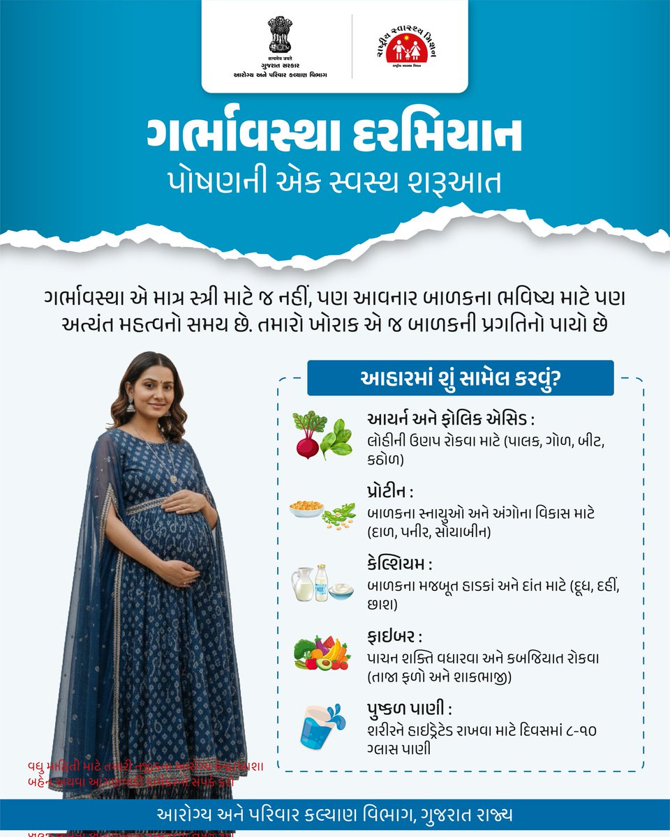 NHMGujarat's tweet photo. ગર્ભાવસ્થા દરમિયાન રાખેલી કાળજી,
આજીવન બક્ષે તંદુરસ્તી...

#spreadawareness
#mothernutrition
#motherchildcare
#childnutrition
#nutritionduringpregnancy
#savelife
#gog
#healthdepartment
#savelife
#humanity
#gujarat
#lifeafterlife
#india

@CMOGuj https://t.co/PePBUB5bGX