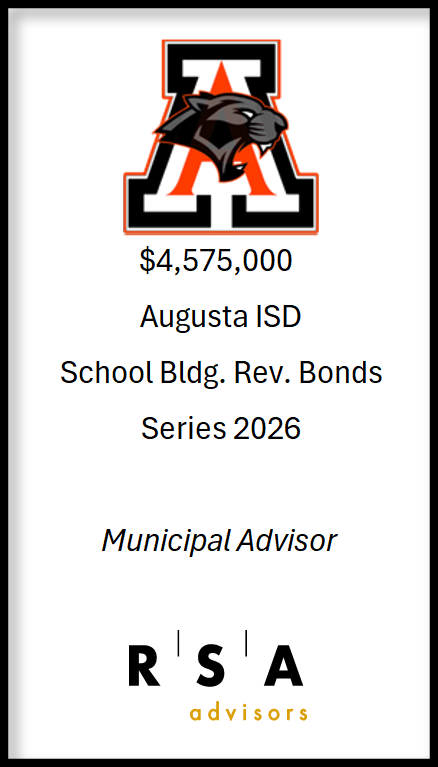 RSA_Advisors's tweet photo. RSA completed a successful bond sale today for Augusta Independent Schools. It was a pleasure working with the district and we look forward to future projects! https://t.co/x8hyqvyF3b