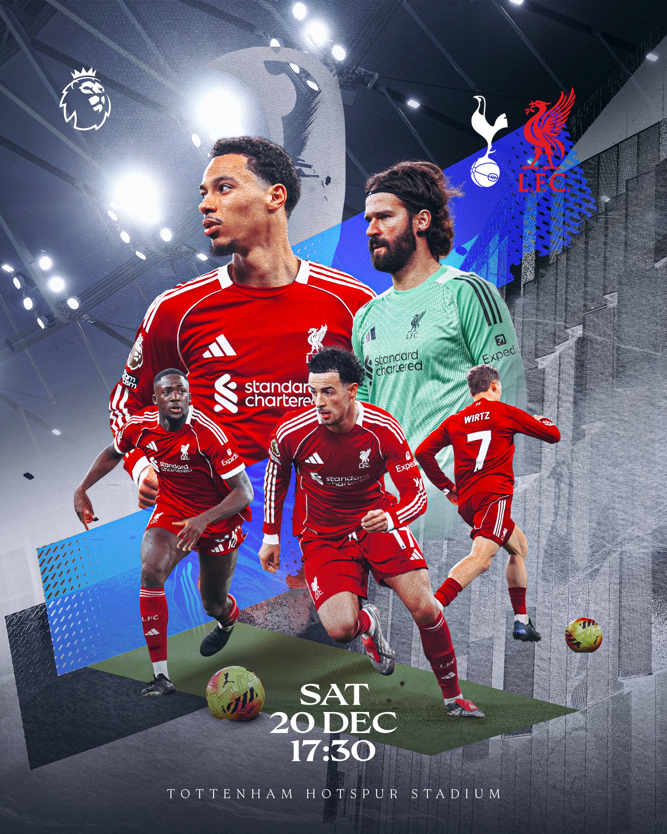 Matchday graphic: Spurs v Liverpool, Saturday 20 December, Tottenham Hotspur Stadium, 17:30 kick-off.