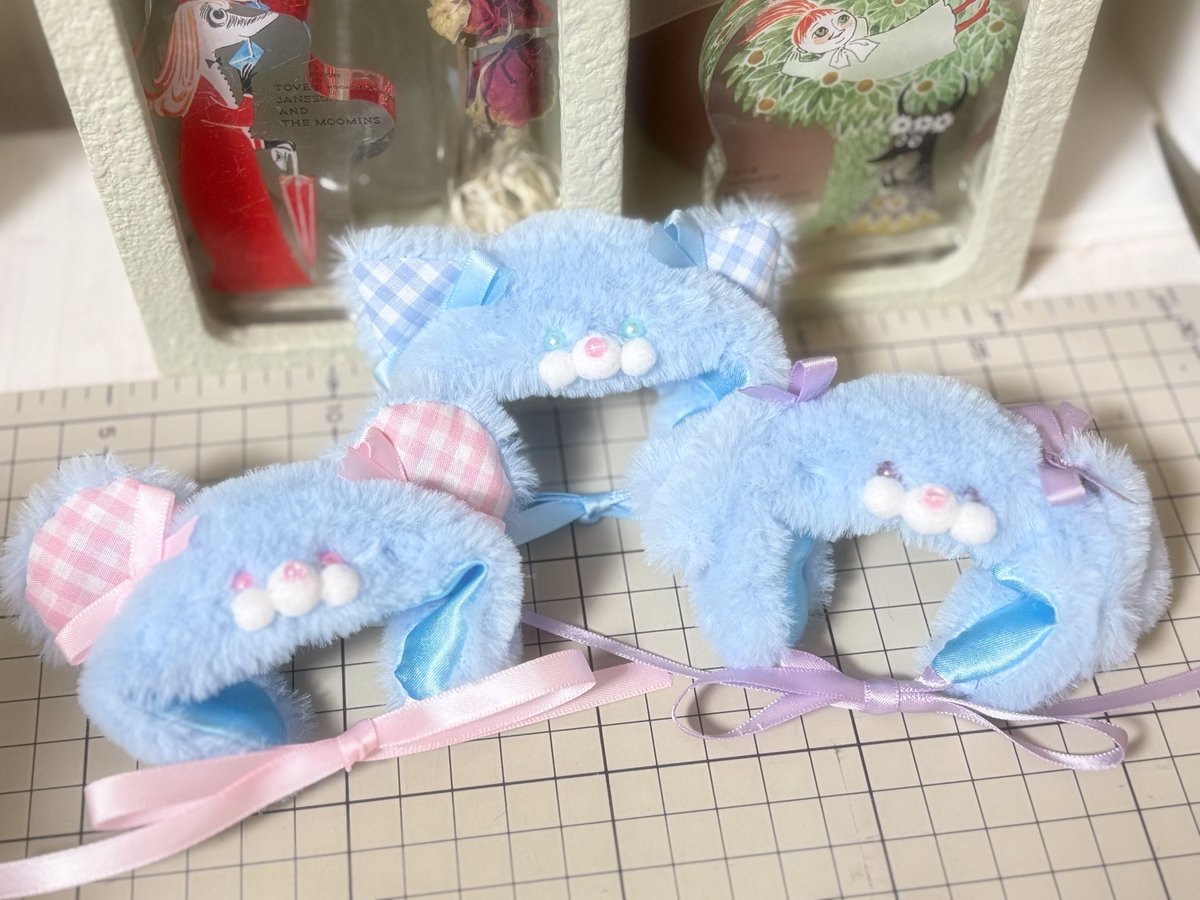 ミルキーブルーのヘッドドレスお作りしました❣️
くまちゃん、ねこちゃん、わんちゃん各1点ずつです♡♡