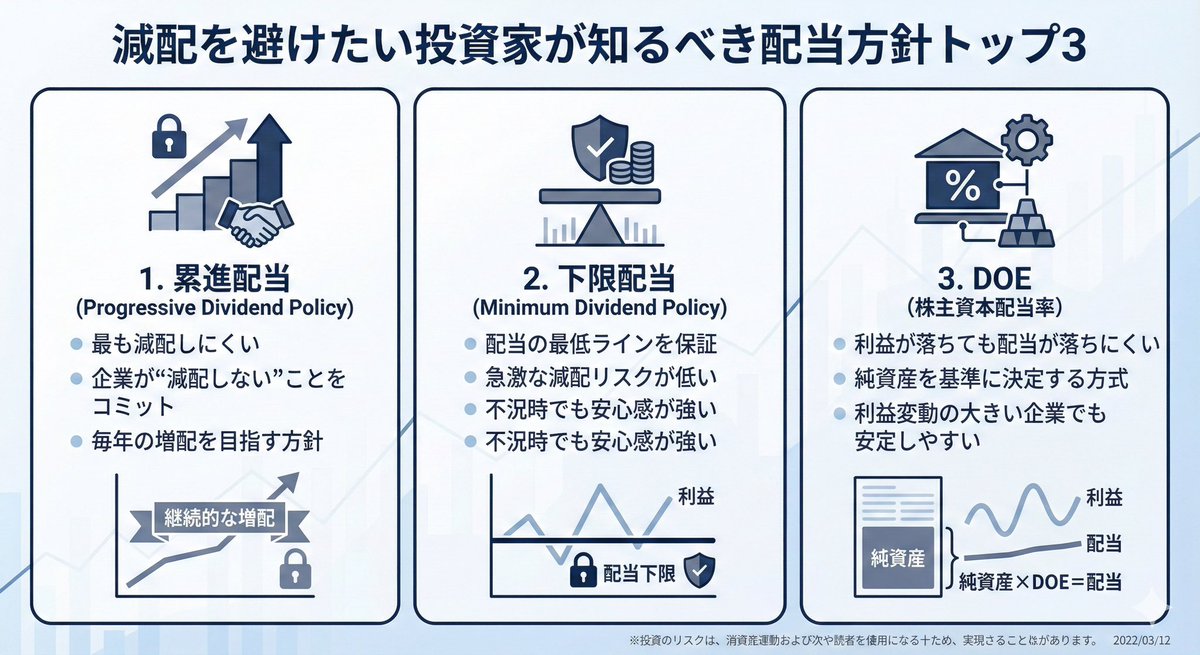 ひとまいる、高配当株で累進配当。
コロナ禍直撃の赤字でも配当出していた。

事業拡大の先行投資で今期の配当性向は高いが、減配の心配はほぼない。
むしろ来期は増配の予定。