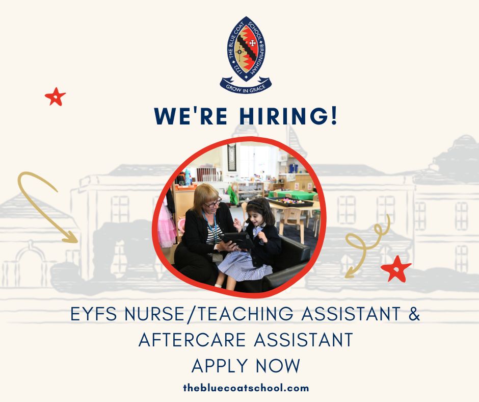 bcsbirmingham's tweet image. We are looking for two people to join our incredible Pre-Prep department whether in the classroom or after-school. The successful candidates will promote the safeguarding and wellbeing of our youngest pupils.

Apply on our website! 
thebluecoatschool.com/vacancies/

#vacancies #workatbcs