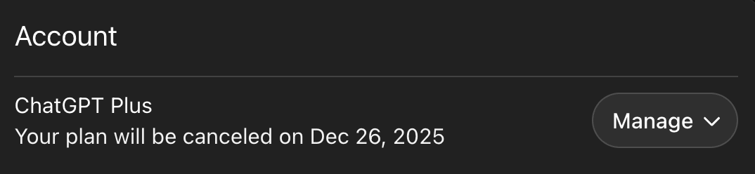 I'm putting my ChatGPT Plus subscription on pause.

<a href="/claudeai/">Claude</a> is too good at helping me get work done to cancel. I have 12 Projects that I use weekly along with new Claude Skills that I'm setting up now.

<a href="/GeminiApp/">G3mini</a>'s real differentiator is multimodal. Nano Banana is incredible