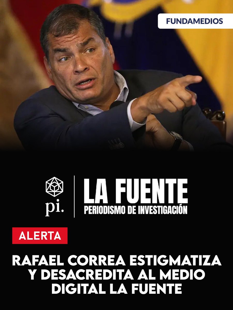 🚨 #ALERTA | Fundamedios alerta sobre una agresión verbal del expresidente Rafael Correa contra el medio La Fuente, tras la publicación de un artículo de análisis político. La estigmatización desde figuras públicas deteriora el debate democrático.

Lee la nota aquí ➡️