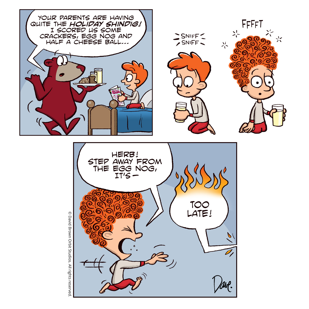 planet_joey's tweet image. Warning: the egg nog bites back. 🥛🔥

#PlanetJoey #HolidayHumor #ChristmasComics #Webcomics #SeasonalShenanigans