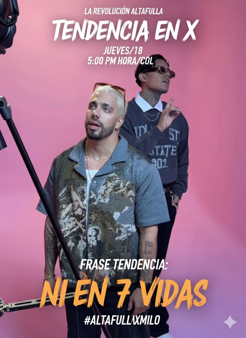 Altafullandres's tweet image. Hoy es un día importante porque estamos de lanzamiento con ¡NI EN 7 VIDAS! Una canción con mucho sentimiento que hará vibrar nuestros corazones. 
Los invitamos a participar