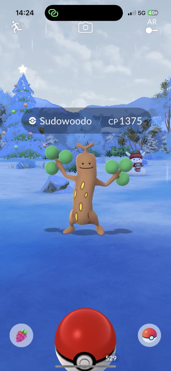 Sudowoodo rare in wild but not guaranteed costume!!! 7th route to get 1 cell. Make game worth going out in freezing temperature to play <a href="/NianticHelp/">Niantic Support</a> <a href="/PokemonGoApp/">Pokémon GO</a> <a href="/scopely/">Scopely</a>