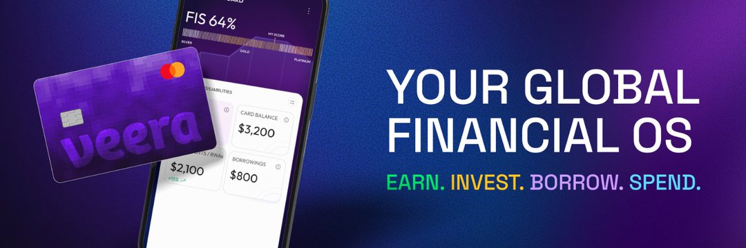 coinmemes's tweet image. gVeera 🙋 

@On_Veera isn’t just rolling out features it’s rethinking finance as an operating system, not a bundle of disconnected apps.

One unified interface to earn, invest, borrow, and spend across both crypto and traditional assets.

An on-chain Financial Identity Score that