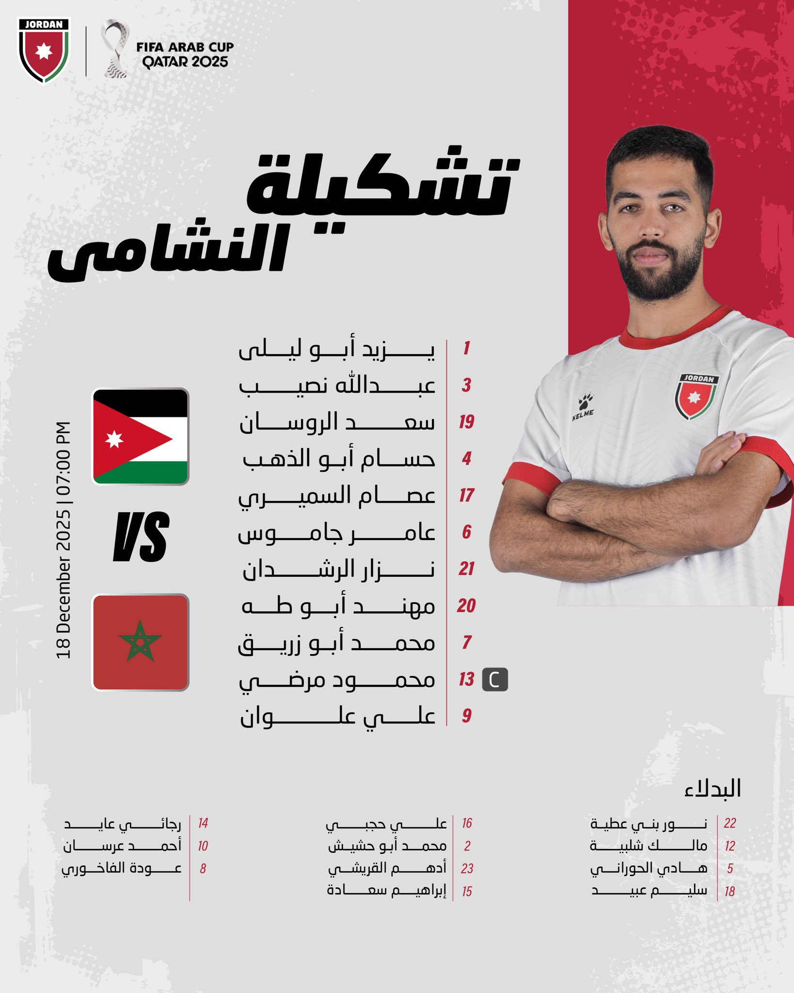 عاجل | تشكيلة منتخبنا الوطني في مواجهة المنتخب المغربي في نهائي بطولة كأس العرب 2025 المقامة في قطر 