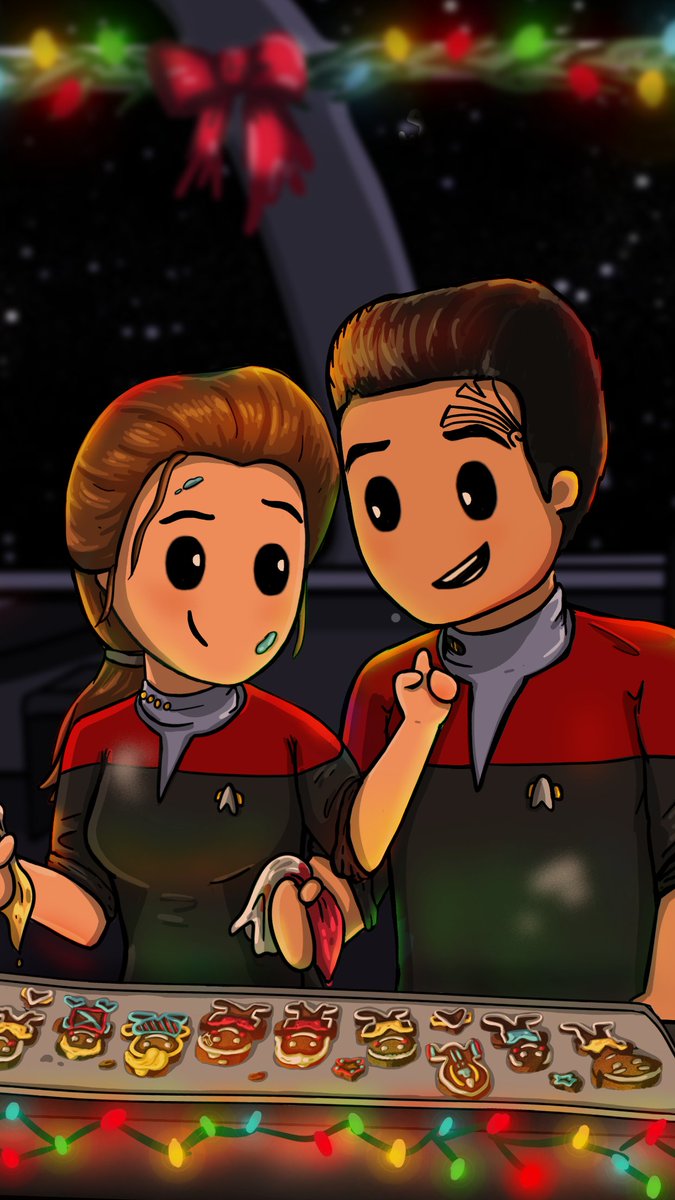 Amalgam000_JC's tweet photo. #AVeryCookieHoliday 
#Phonewallpaper edition!
Happy Holidays! 🎄🎁
(As usual, I've made them in 2 phone screen sizes)
#Gingerbreadcookies #StarTrekVoyager #JanewayxChakotay #StarTrekProdigy #Holiday #Fanart #JC #StarTrek #CartoonVoyager https://t.co/JfqrWgclxN