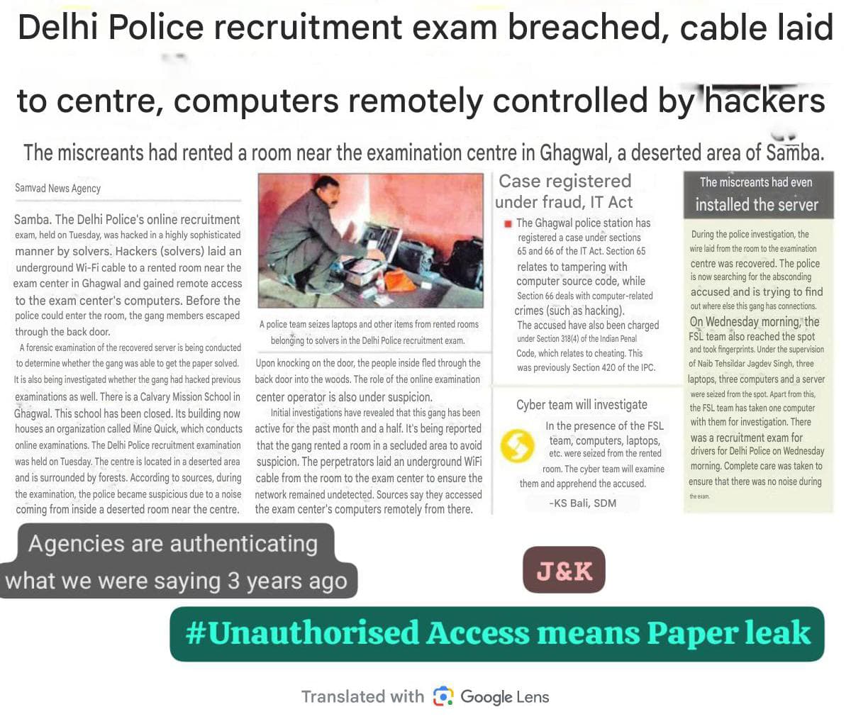 Process of Conduct of examination is again under question❓<a href="/BJP4JnK/">BJP Jammu & Kashmir</a> <a href="/pathania_rs/">R. S. Pathania</a> <a href="/iamsatsharmaca/">Sat Sharma (CA)</a> <a href="/parawahid/">Waheed Ur Rehman Para</a> <a href="/DrGauravGarg4/">Dr Gaurav Garg</a> <a href="/sakinaitoo/">Sakina Itoo</a> <a href="/INCIndia/">Congress</a> <a href="/sunilsharmamla/">Sunil Kumar Sharma</a> <a href="/advannadurrani/">Anna Durrani</a> <a href="/SanjayAzadSln/">Sanjay Singh AAP</a> <a href="/ghulamnazad/">Ghulam Nabi Azad</a> <a href="/salman7khurshid/">Salman Khurshid</a> <a href="/SalmanNizami_/">Salman Nizami</a> <a href="/SachinPilot/">Sachin Pilot</a> <a href="/DrJitendraSingh/">Dr Jitendra Singh</a> 
#DelhiPolice