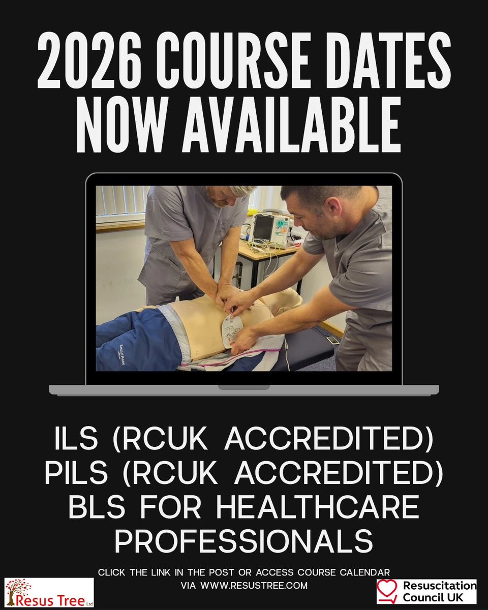 ResusTree2023's tweet photo. Our 2026 open course dates, at our Wirral venue, are now published and available to book. 

To view available dates and make a booking, please visit our secure platform here: https://t.co/5Vr0McL3bD https://t.co/xLAPowrTin